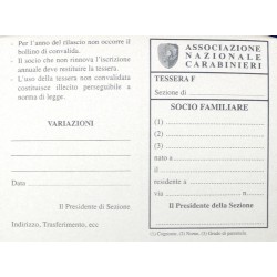 Cartoncino Tessera SOCIO FAMILIARE SENZA NUMERO